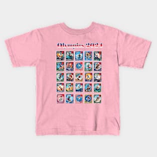 2024 Olympics Commemorative Postage Stamps Kids T-Shirt